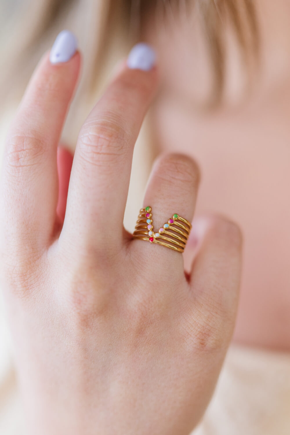 Candy Skies Decorative Enamel V-Shaped Open Ring