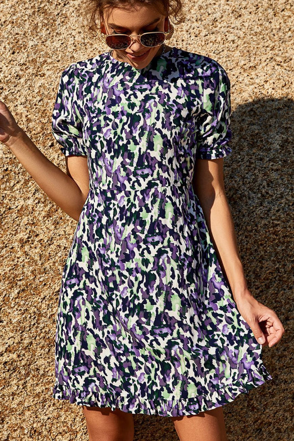 Printed Short Sleeve Dress