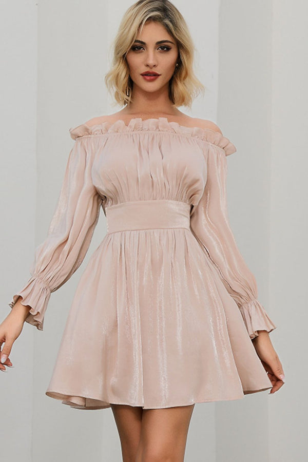 Off-Shoulder Frill Trim Mini Dress