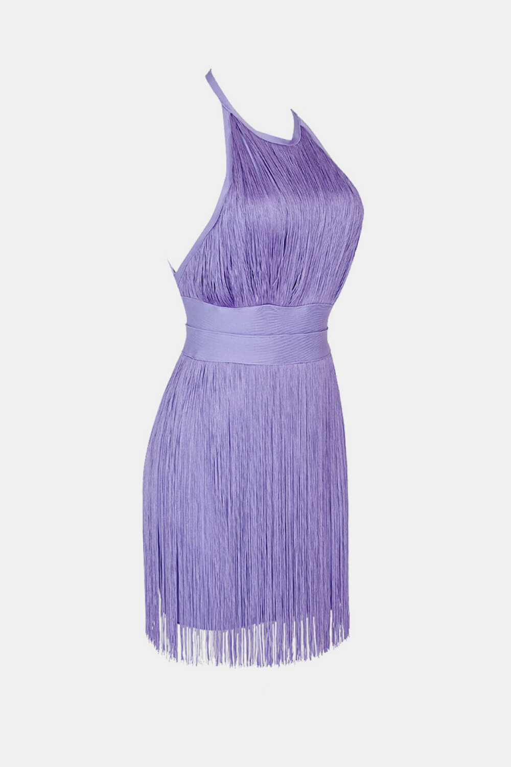 Fringe Halter Neck Backless Mini Dress