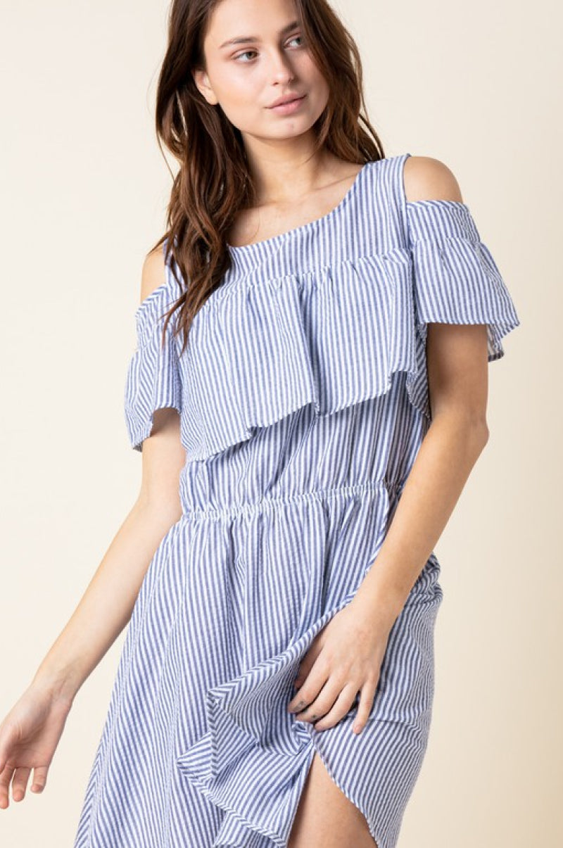 Striped Cold Shoulder Dress