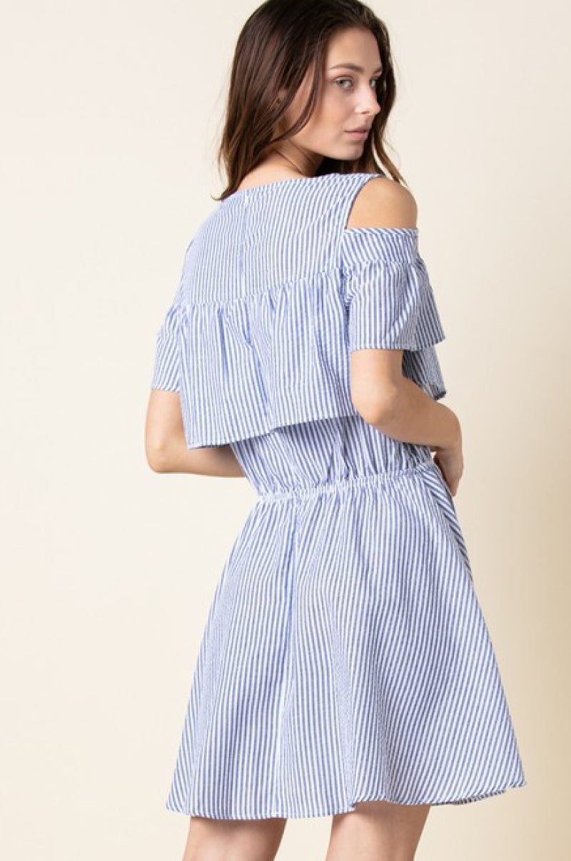 Striped Cold Shoulder Dress