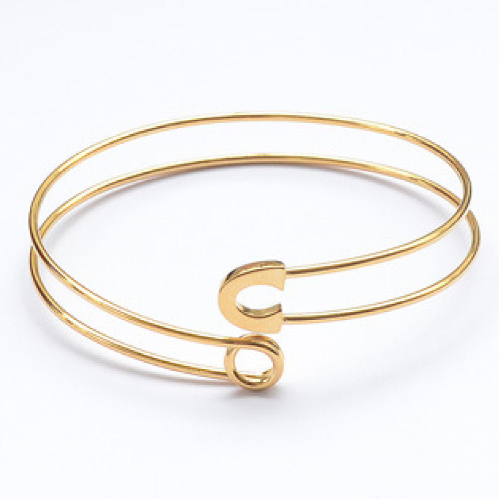 Safety Pin Open Bangle Gold/Silver