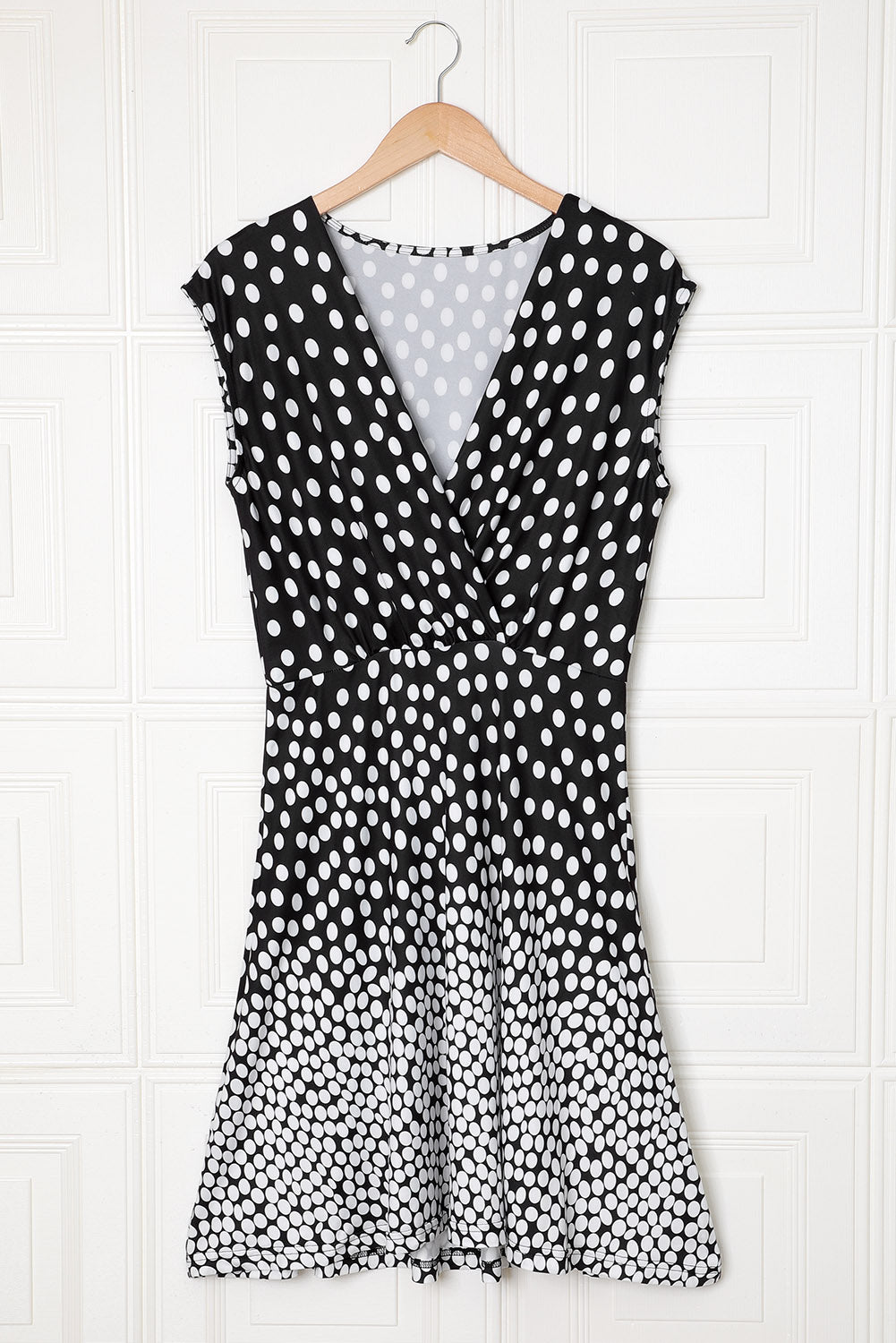 Gradient Polka Dot V Neck Beach Dress